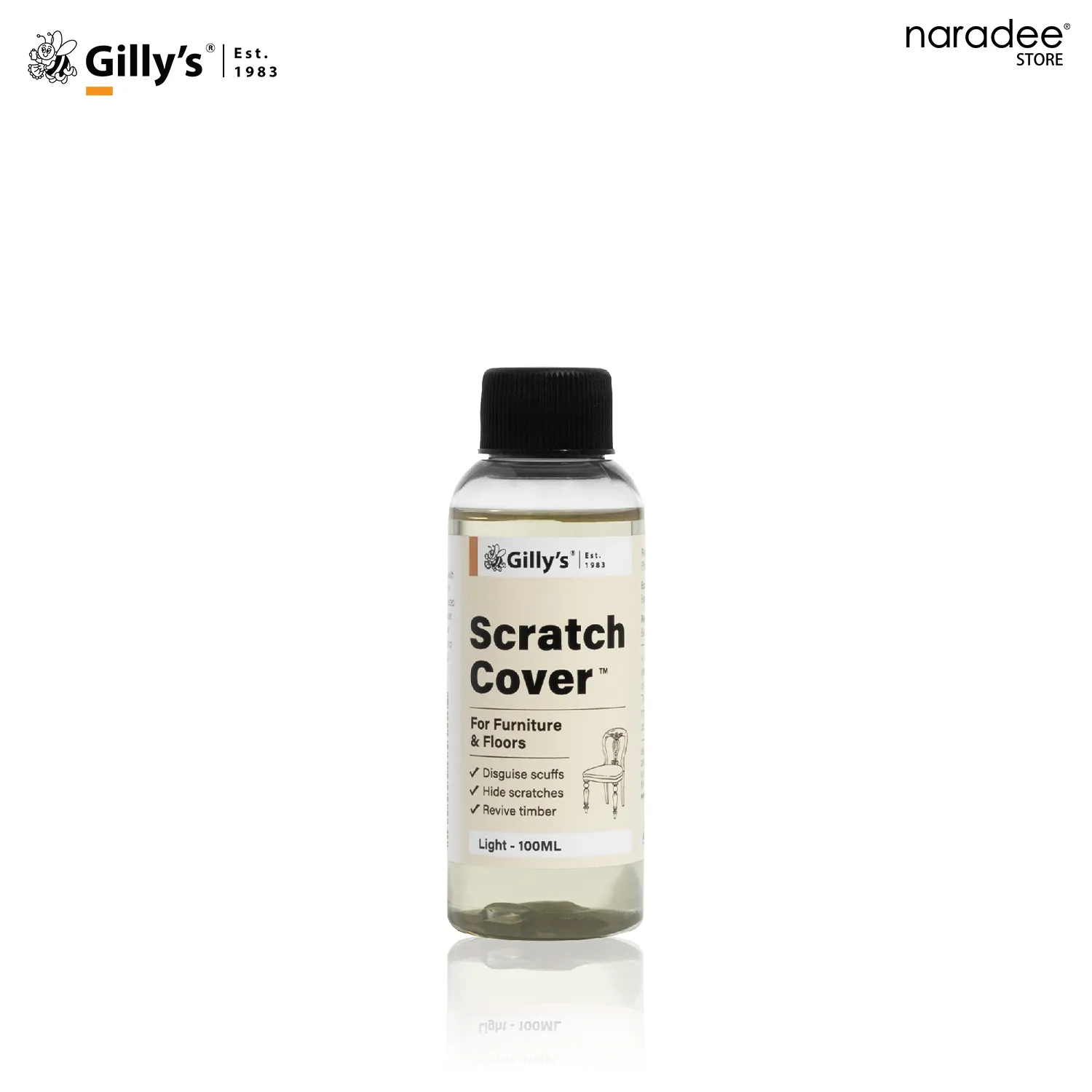 กิลลี่ส์ น้ำยาปกปิดรอยขีดข่วนสำหรับเฟอร์นิเจอร์และพื้น – สีอ่อน ขนาด 100 มล.